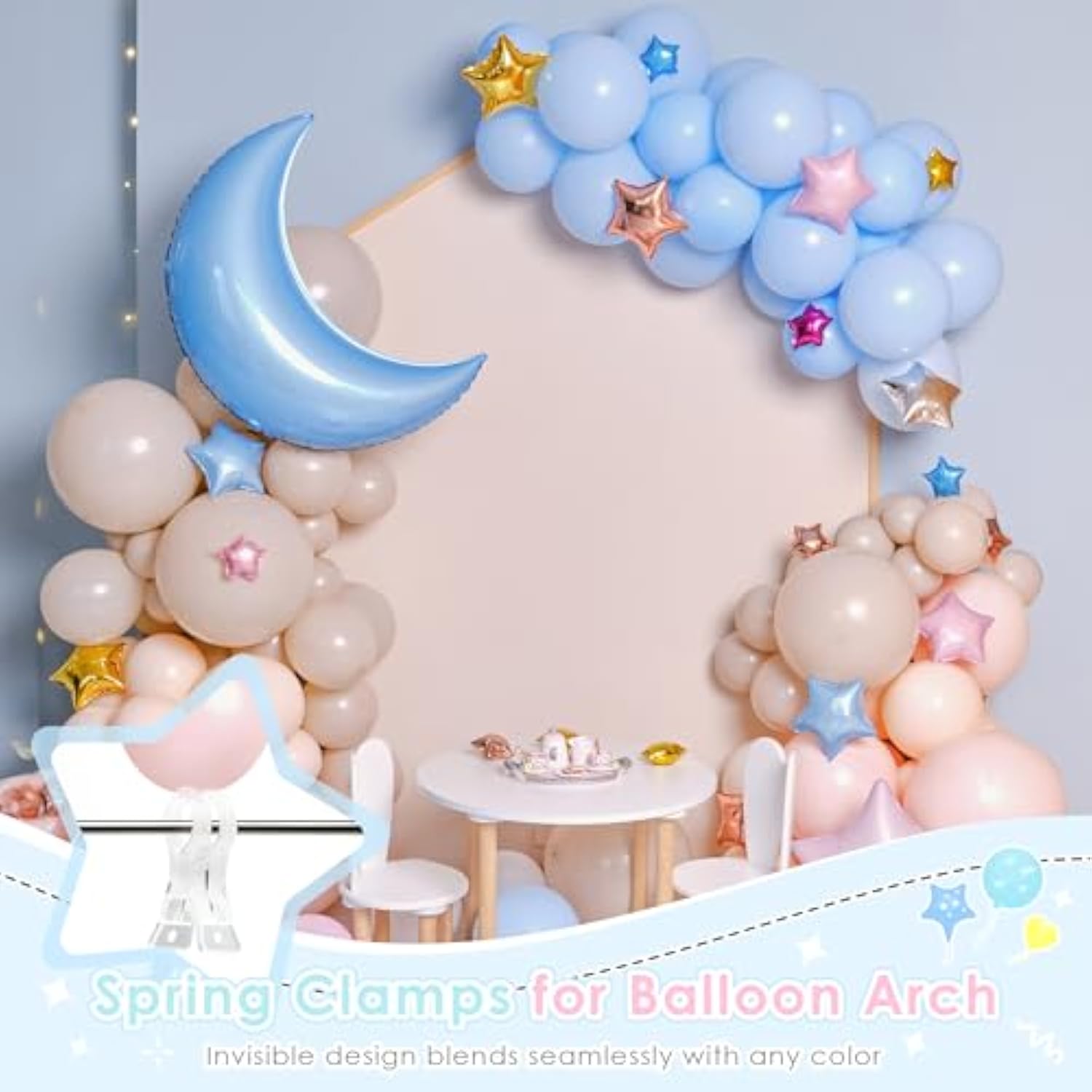 Spring Clamps, 3.5 Inch Clear Plastic Clips For Balloon Arch Backdrop Craft Decoration, Invisible Design, 10 Pcs