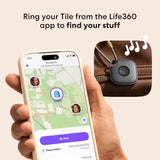 Tile - Bluetooth Tracker, Keys Finder And Item Locator For Keys, Bags And More. Phone Finder. Both Ios And Android Compatible. 1-Pack (Black)