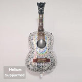 Silver Blow Up Inflatable Guitar Balloons Large 22 Inch 4D Disco Ball Balloons 60S 80S 90S Rock And Roll Music Note Theme Balloon Party Decoration Props For Concert Birthday Party Decorations