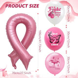Breast Cancer Awareness Set, 18Pcs Fight Awareness Cheer Balloons, 2Pcs Big Pink Ribbon Foil Balloon, Hospital Nurse Day Party Decoration Accessories Campaign Support
