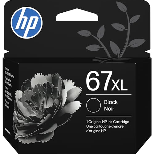 67Xl Black High-Yield Ink Cartridge | Works With Deskjet 1255, 2700, 4100, Envy 6000, 6400 Series | Eligible For Instant Ink | 3Ym57An | Packaging May Vary