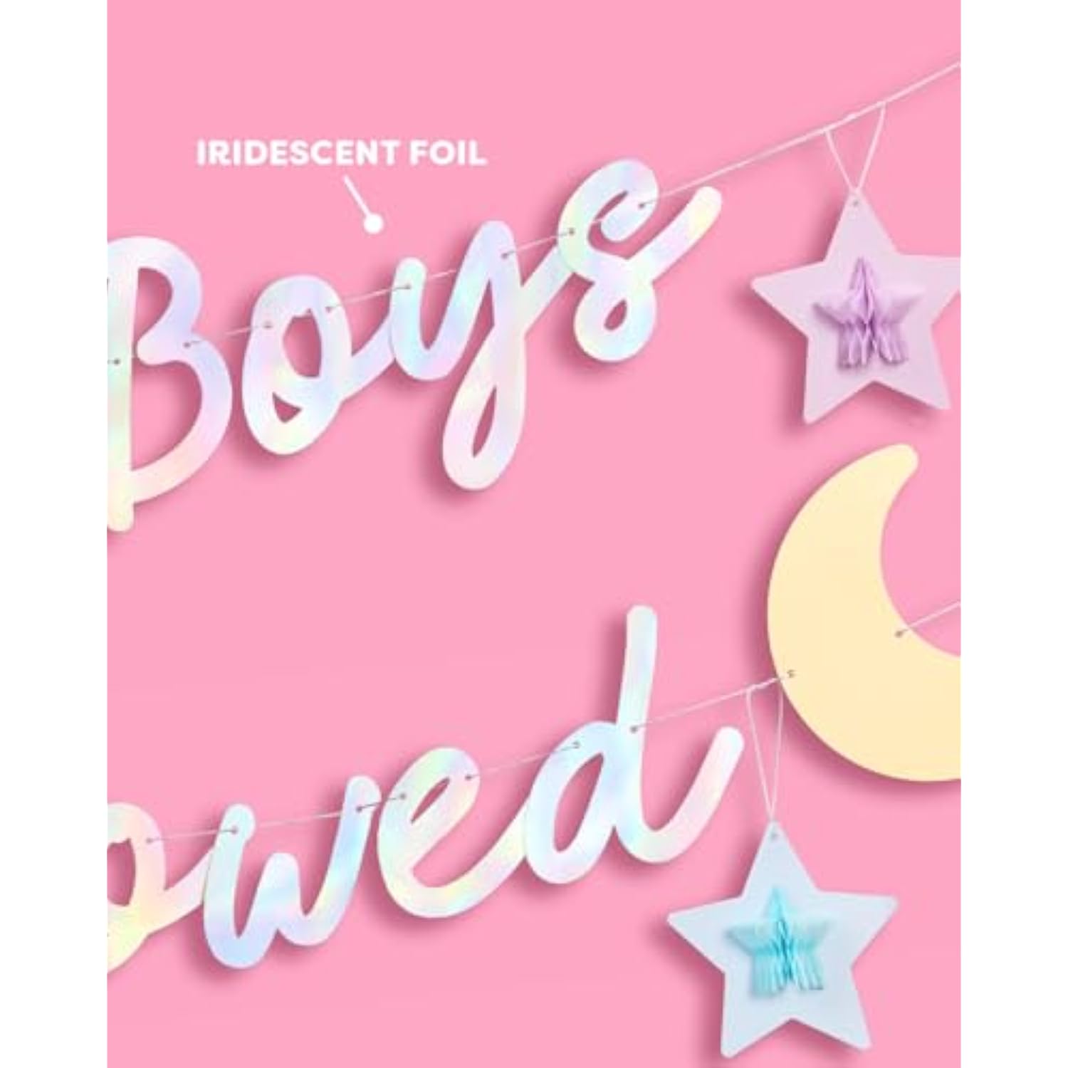 No Boys Allowed Banner - Iridescent Foil | 6.5 Ft. | Birthday Slumber Party Decorations, Galentine'S Sign, Sleepover Background, Girls Supplies