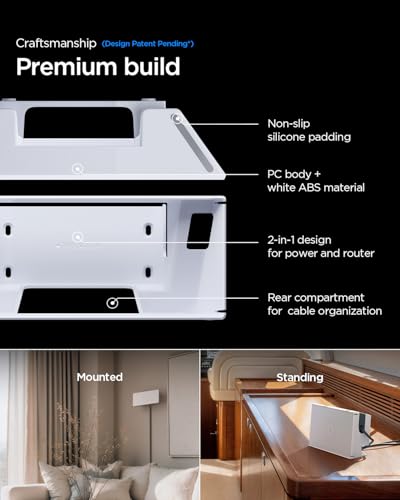 Wall Mount Designed For Starlink Gen 3 With Cable Organizer Tie, Caddy, Starlink Standard V3 2 In 1 Mesh Router Power Supply Mounting Kit, Wall Holder Stand - White (Design Patent Pending)
