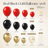 147pcs Red Black Gold Balloon Arch Kit for Anniversary, Casino, Birthday & More