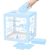 Blue Clear Diaper Raffle Tickets Card Box For Baby Shower, 50 Pcs Diaper Raffle Tickets With Advice And Wishes, For Gender Reveal Baby Shower Games, Diaper Raffle Box Party Decorations Supplies