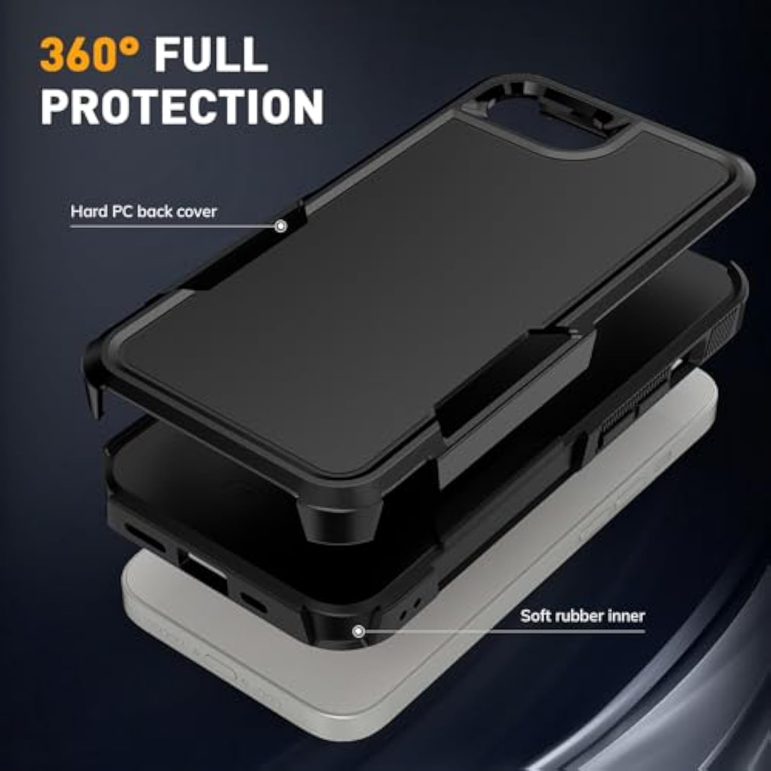 For Iphone 16E Case With Hd Screen Protector, 10 Ft Grade Drop Protection, Anti-Slip Phone Case, Black