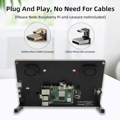 Raspberry Pi Screen, 10.1 Inch Touchscreen Monitor, Ips 1024×600, Dual Built-In Speakers, Hdmi Portable Monitor Compatible With Raspberry Pi 5/4/3/Zero,Driver Free