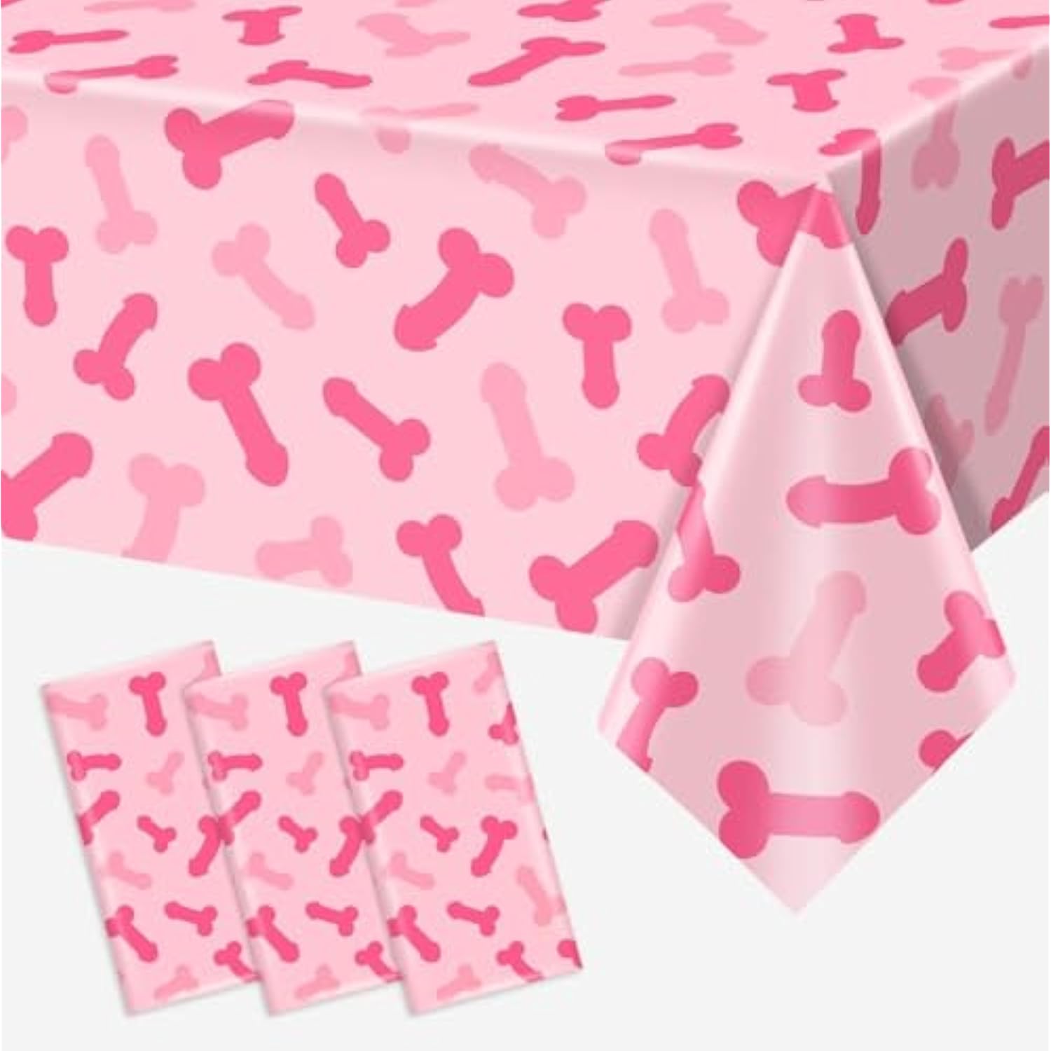 3Pcs Pink Bachelorette Plastic Tablecloth, Naughty Bridal Shower Party Disposable Table Cover Pink Bride To Be Table Cloth Bride To Be Engagement Party Decorations 108 X 54 Inch