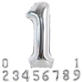 40-Inch Silver Number Balloons 0–9 Foil Helium Birthday Party Decorations