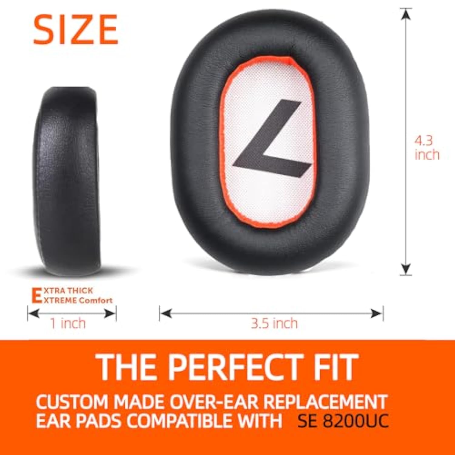 8200Uc Replacement Earpad For Plantronics Backbeat Pro 2/ Voyager 8200 Uc Wireless Headphones, Ear Cushions Cup Cover Earmuff Protein Leather Memory Foam, Repair Part Accessories