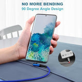 Usb C Cable 10Ft, 4-Pack Long Braided Usb-A To Usb-C 90 Degree Right Angle Type C Fast Charging Android Cord For Samsung Galaxy S25 S24 S23 A16 A15, Google Pixel 9 8 7 (Red Blue Purple Green)