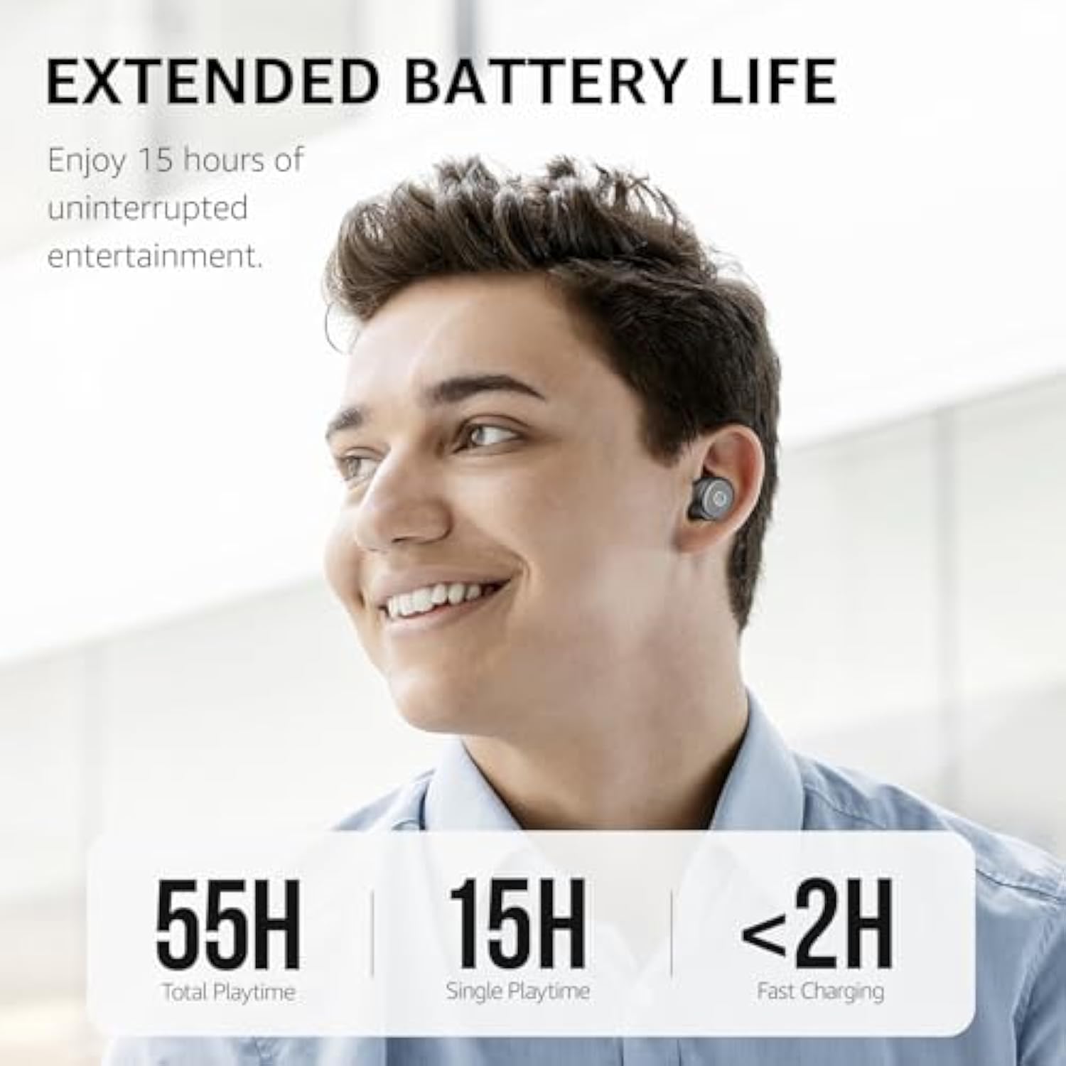 T10 Bluetooth 5.3 Wireless Earbuds, IPX8 Waterproof, Mic, Deep Bass, Black