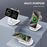 2025 Traveling Wireless Mag-Safe Fast Charging Station,Magnetic 3 In 1 Charger With Light For Iphone 16 15 14 13 12 Pro Max Plus,Apple Watch Series & Air Pods 4 3 2 Pro-Gifts For Wife & Husband(White)