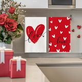 Red Hearts Love You Valentine'S Kitchen Towels Dish Towels, 18X26 Inch Anniversary Wedding Decoration Hand Towels Set Of 4