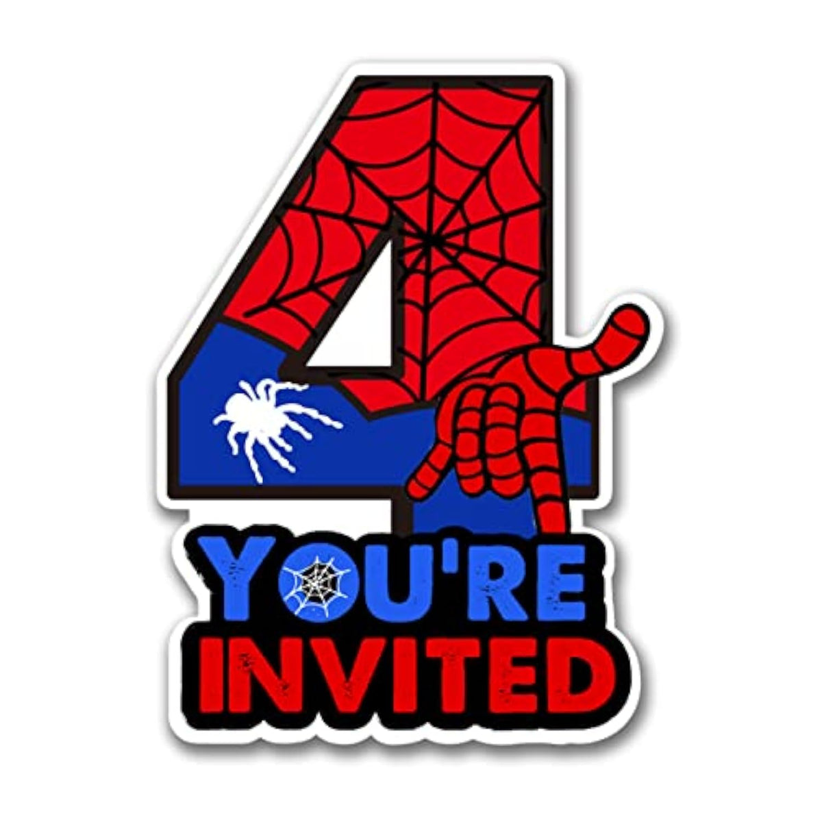 Superhero 4Th Birthday Party Invitations With Envelopes 4 Year Old Birthday Four Shaped Invites Card Boy Party Favors Decorations Supply, 20 Count