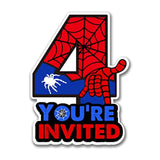 Superhero 4Th Birthday Party Invitations With Envelopes 4 Year Old Birthday Four Shaped Invites Card Boy Party Favors Decorations Supply, 20 Count