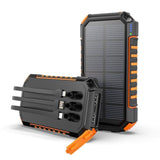 Power Bank Solar Charger 27000Mah Built In 3 Cables Five Outputs 15W Fast Charging Power Bank For All Mobile Devices Solar Portable Charger With Dual Flashlights