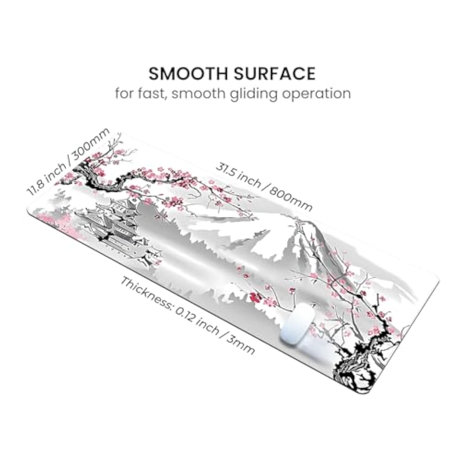 Large Gaming Mouse Pad 31.5 X 11.8 Inches, Extended Anime Mousepad, Long Keyboard Mat With Non-Slip Base, Full Mouse Mat With Stitched Edges (Cherry Blossom Mountain)