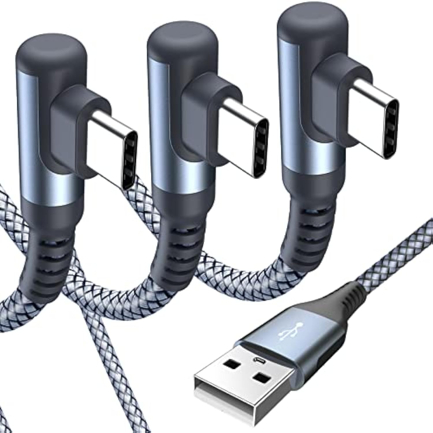 Usb C Cable Right Angle [3-Pack, 10Ft+6.6Ft+3.3Ft], Usb Type C Charger Fast Ch