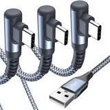 Usb C Cable Right Angle [3-Pack, 10Ft+6.6Ft+3.3Ft], Usb Type C Charger Fast Ch