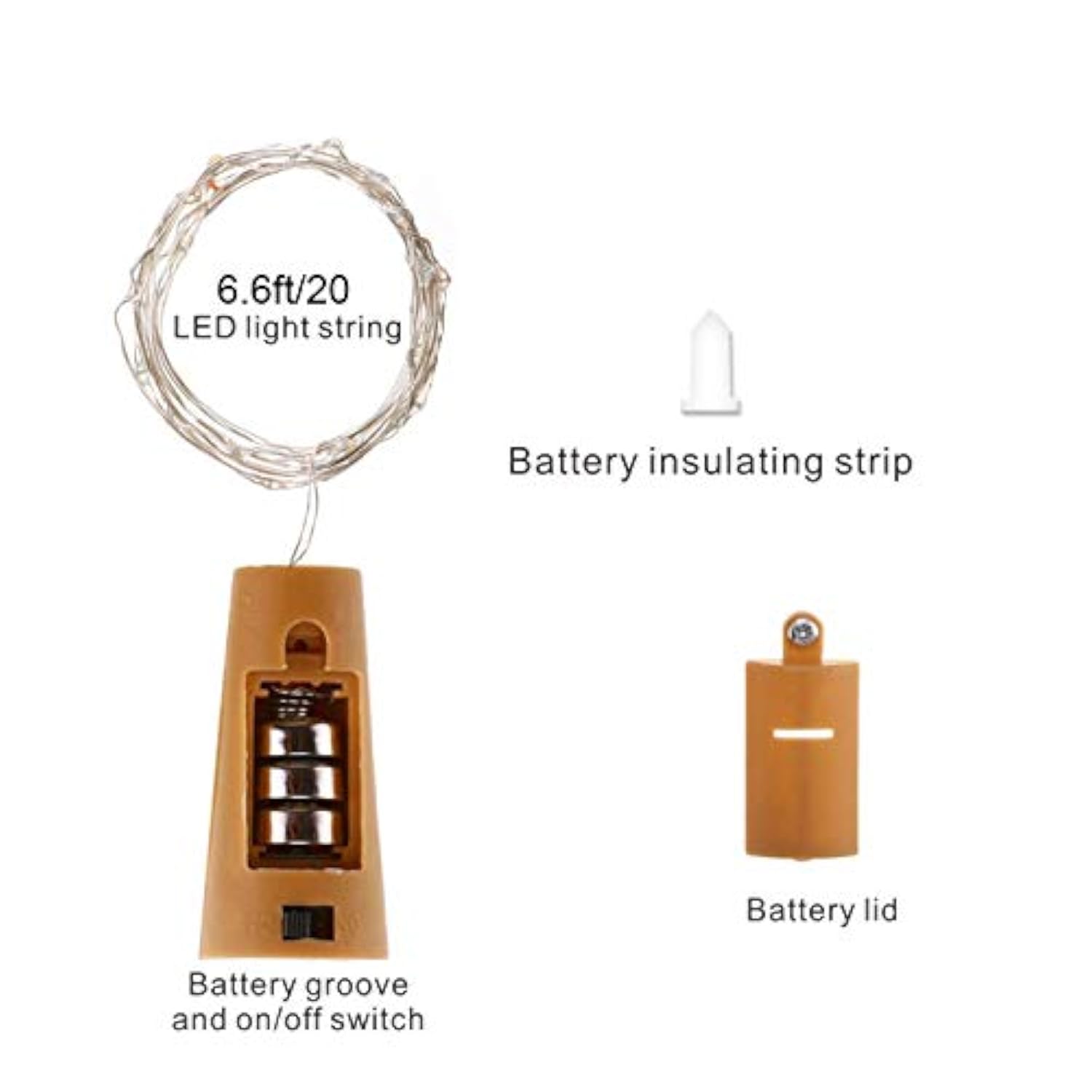 Wine Bottle Cork Lights, 20 Pack 20 Led Cool White Cork Shape Silver Copper Wire Led Starry Fairy Mini String Lights For