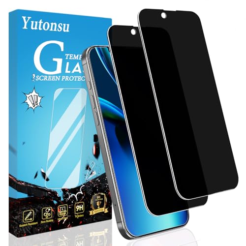 2 Pack Privacy Screen Protector for iPhone 16e / iPhone 14 / iPhone 13 / iPhone 13 Pro 6.1-Inch, Anti-Spy Private Tempered Glass, Anti-Scratch, Easy