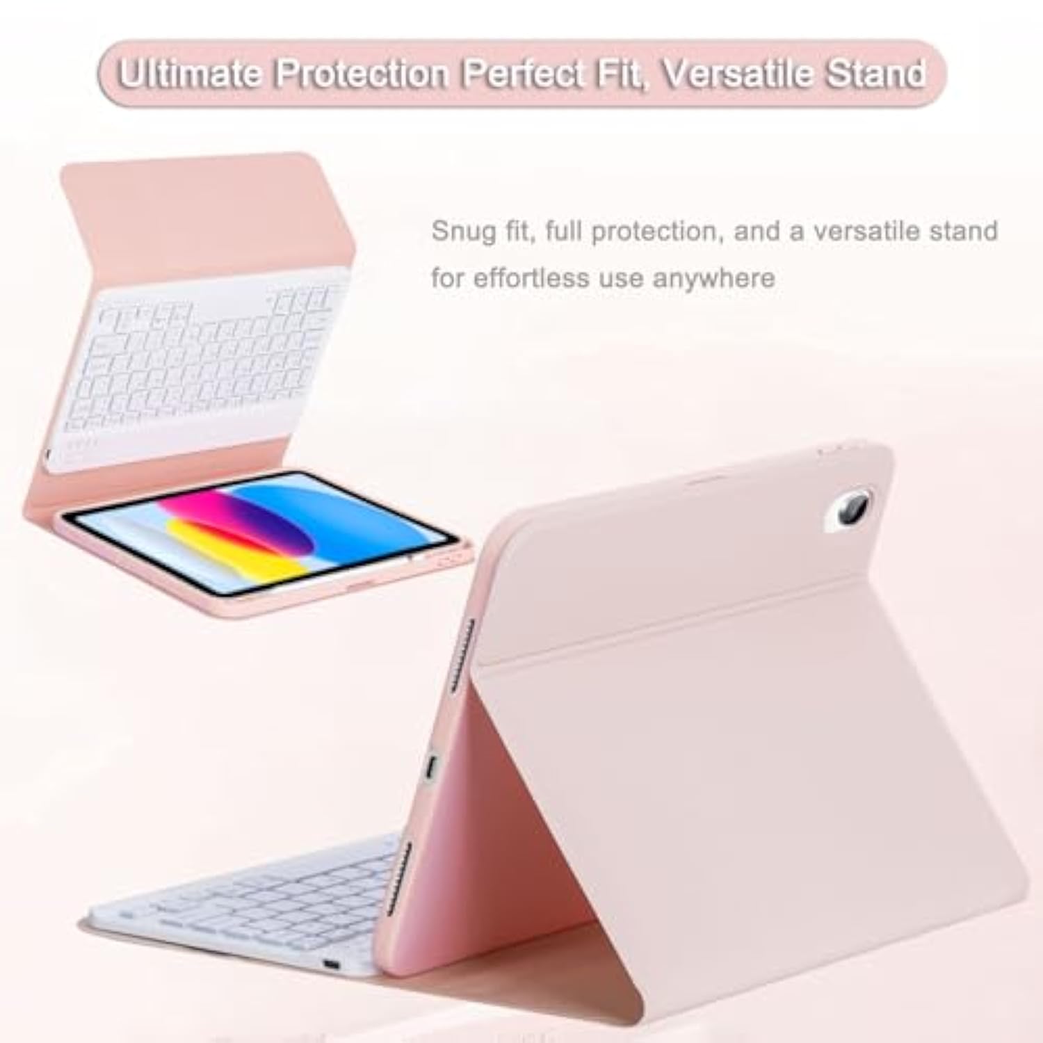 Keyboard Case For Ipad (A16) 11Th Gen 11 Inch 2025/ 10Th Gen 10.9? 2022, Wireless Rainbow Backlight Detachable Keyboard With Mouse, Thin & Light, Pencil Holder (Pink)