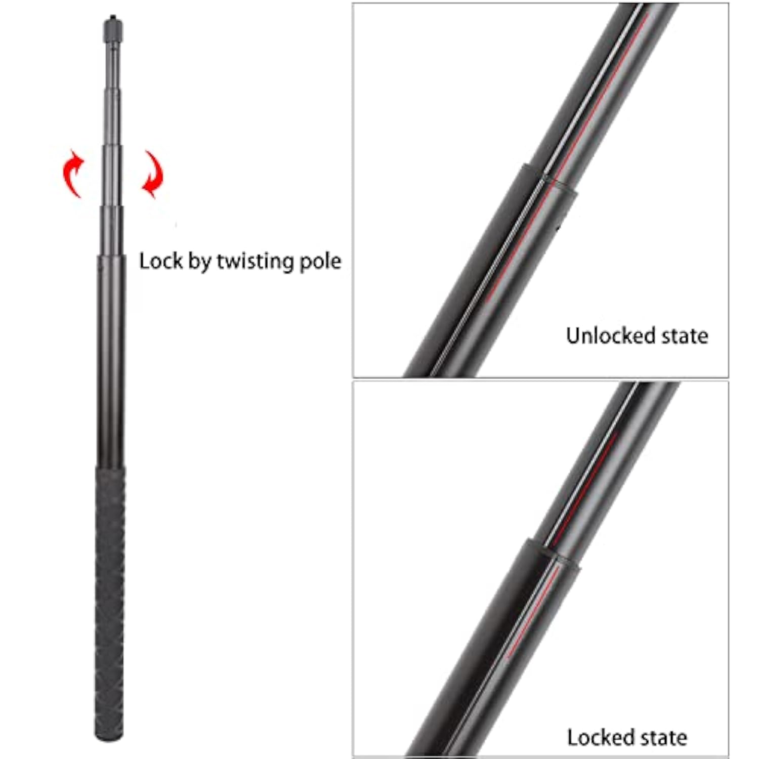 Long 77Inch Invisible Selfie Stick For Insta360 One X4, X3, X2, X, Insta360 One R, Rs, Insta 360 Camera 1/4" Extended Monopod Pole