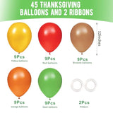 Thanksgiving Balloons 45Pack 12Inch Orange Red Yellow Green Brown Latex Party Decor