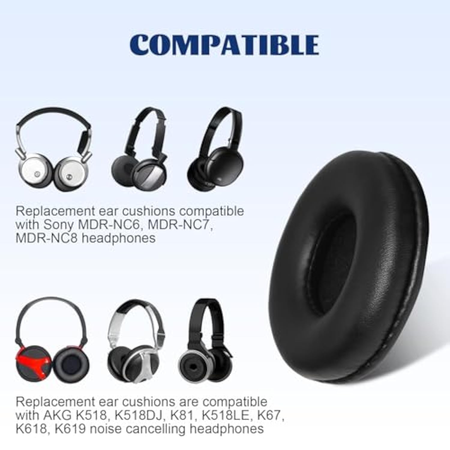 Mdr-Nc7 Replacement Ear Pads Compatible With Sony Mdr-Nc6, Mdr-Nc7, Mdr-Nc8 Headphones, For Akg K518, K518Dj, K81, K518Le,K67, K618, K619 Headset, Headphones Earpads Replacement