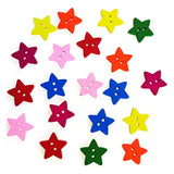 100 Pcs Colorful Wooden Star Buttons With 2 Holes Rustic Buttons For C