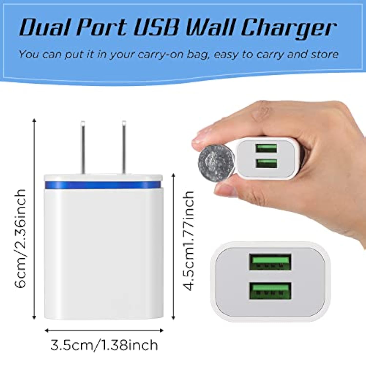 12 Pcs Usb Charger Block Bulk Charger Adapter Cube 2.1A Fast Usb Plugs For Wall Outlet Travel Adapter Most Smartphones And Tablets, Colorful