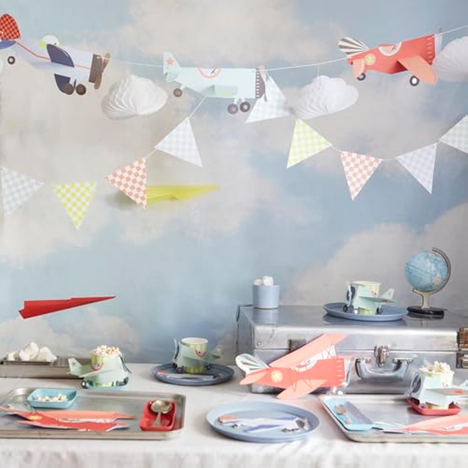 Meri Meri Planes Party Banner (Pack of 1). 7' Party Garland (11' including excess cord), Meri Meri Airplane Party Decorations