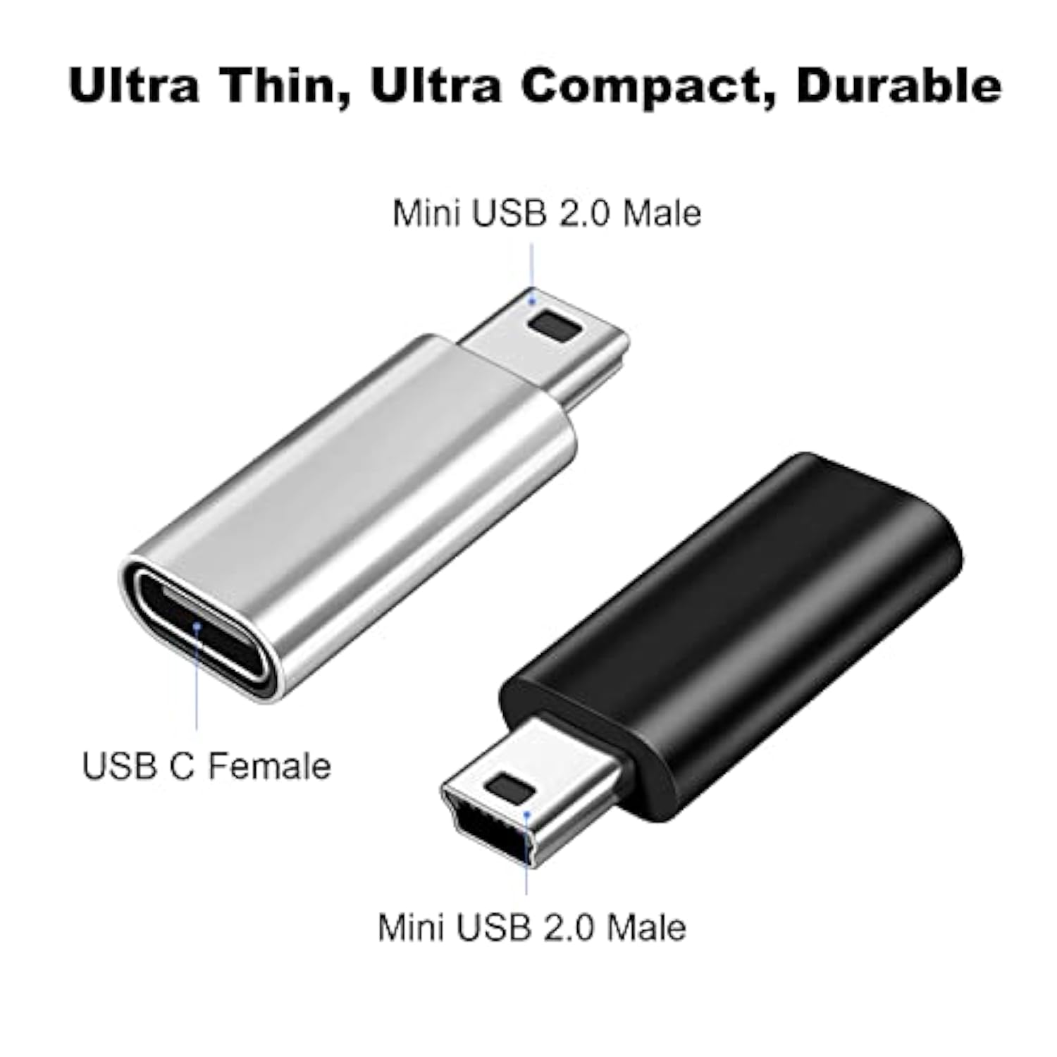 Mini Usb 2.0 To Usb C Adapter (4 Pack), Usb Type C Female To Mini Usb Male Con