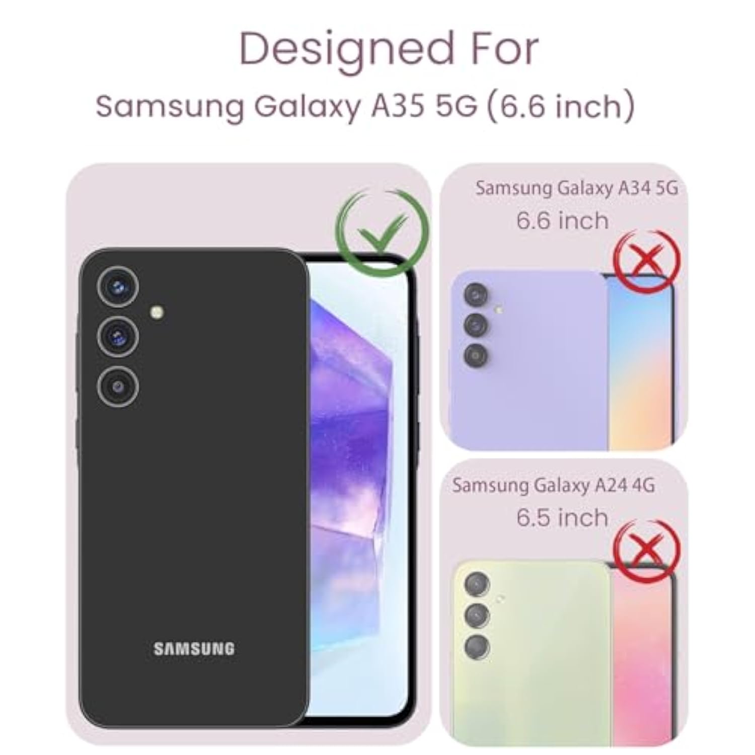 For Samsung Galaxy A35 5G Case+Tempered Glass Screen Protector, Grade Protective Slim Soft Tpu & Hard Pc,Girls Women Crystal Clear Flower Pattern Case Cover For A35 5G-Purple