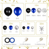 141Pcs Blue And Black Balloons Garland Arch Kit,18 12 10 5 Inch Black Royal Blue Silver Confetti Balloons With Foil Star For Birthday Class Of 2024 Graduation Party Decoration