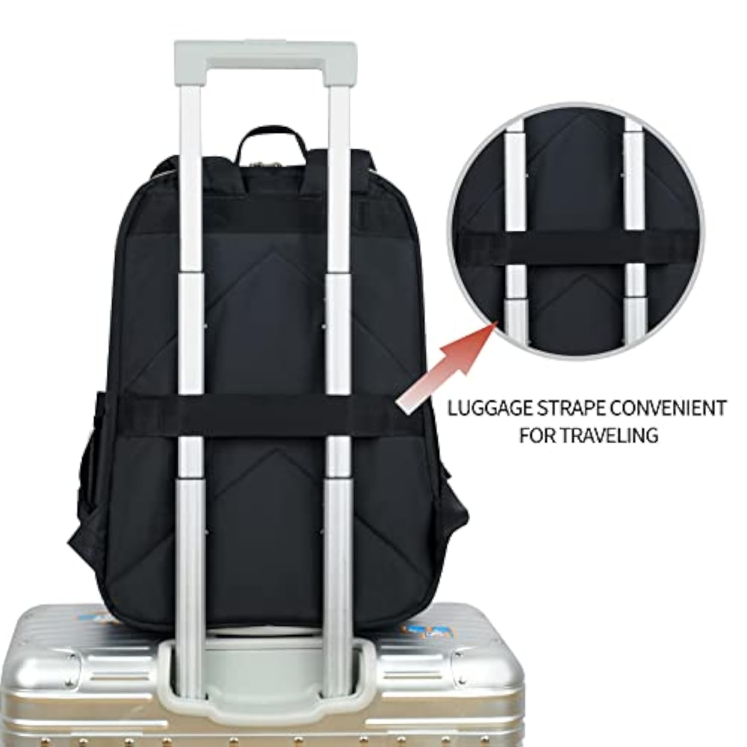 Laptop Backpack 15.6 Inch Stylish Daypack With Usb Charging Port, Waterrepellent Nylon Backpack Backpack For Travel/Business/Women/Black