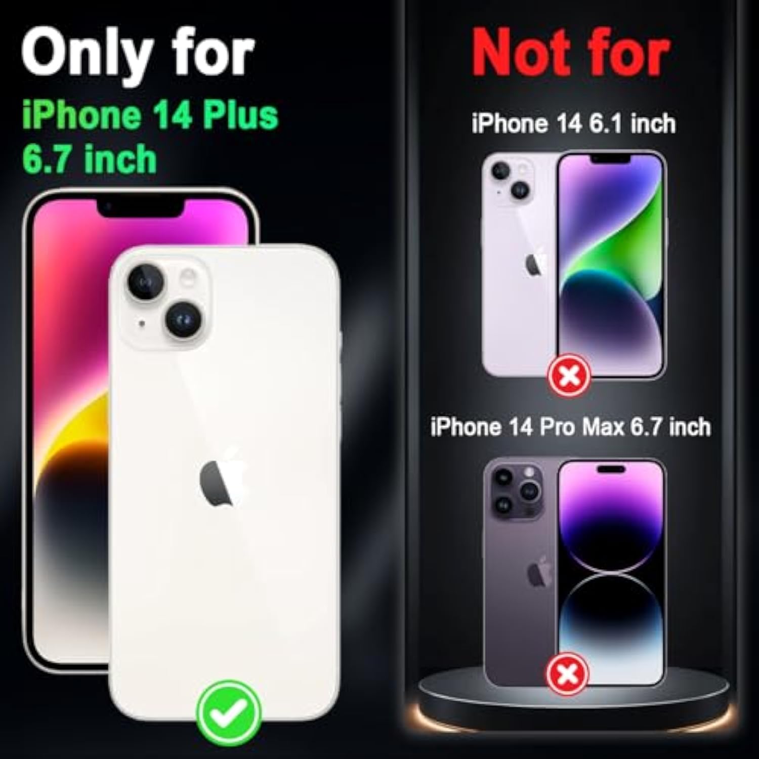 Compatible With Iphone 14 Plus Case,Glow In The Dark Three Layer Heavy Duty Shockproof Hard Plastic Bumper+Soft Silicone Protective Case For Apple Iphone 14 Plus,Dark Butterfly