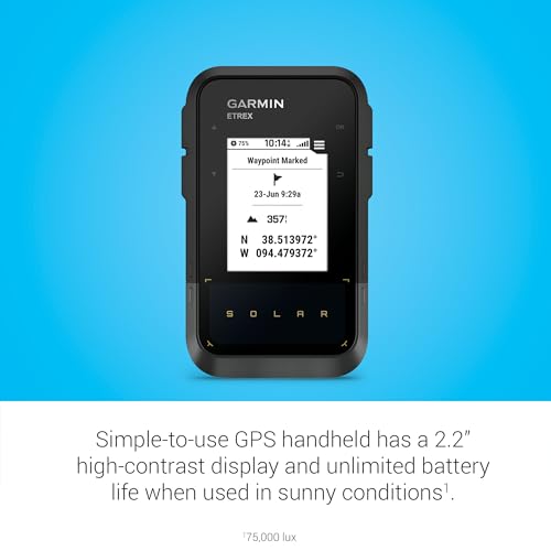 Etrex Solar, Gps Handheld Navigator, Unlimited Battery Life, Water Resistant