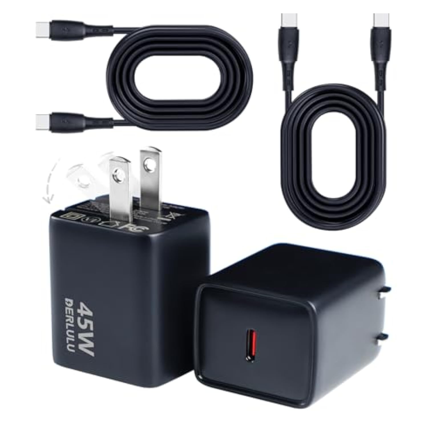 45W Usb-C Charger, 45W Power Adapter Supports Super Fast Charging For Galaxy S25/S24/S23, Compatible With Iphone 16/15, Ipad, And More Devices, (2-Pack Of Charger And 5 Ft Cable)