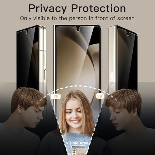 Front Privacy Screen Protector For Samsung Galaxy Z Fold 5, Anti-Spy Tempered Glass Film With Easy Installation Tool, Case-Friendly, 2-Pack