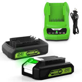 2Pack 24V 3.5A Replacement Greenworks 24V Battery 29842 29852 29322 Bag709 Bag710 20352 22232 2508302 For 2X24V (48V) Greenworks Batteries + 1Port 24V Greenworks Battery Charger