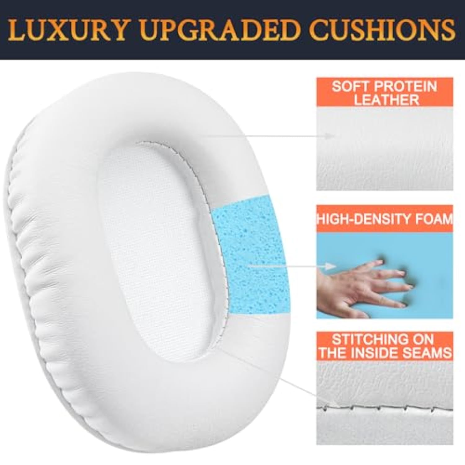Earpads Replacement For Turtle Beach Recon 100/200/200 Gen2/Spark Gaming Headphones, Ear Pads Cushions With Softer Protein Leather, High-Density Foam - Recon 200 Pl White