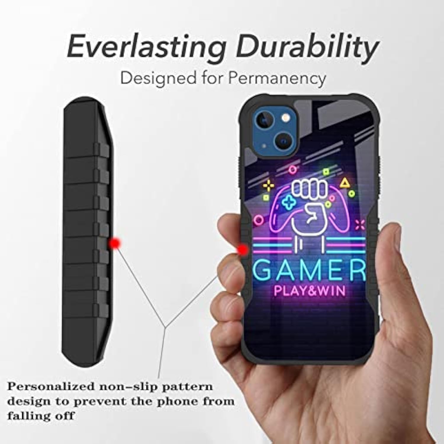 Compatible With Iphone 14 Case Iphone 13 Case [Shockproof Bumper] [Anti-Scratch] [Anti-Slip] Heavy Duty Protection Cover For Boys Kids Men - Gamer Play Game Win Easter
