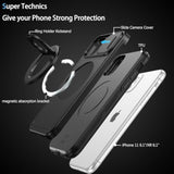 Magnetic iPhone 11 Case with Built-in Camera Cover and Kickstand, Compatible with Magsafe, Heavy Duty Protective Phone Case for iPhone 11/XR 6.1" Black