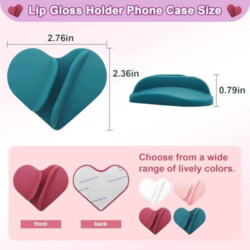 Phone Case Lip Gloss Holder,2026 New Model, Heart Shaped Gloss Bracket,Self-Adhesive Lip Holder Suitable for iPhone and Android (White)