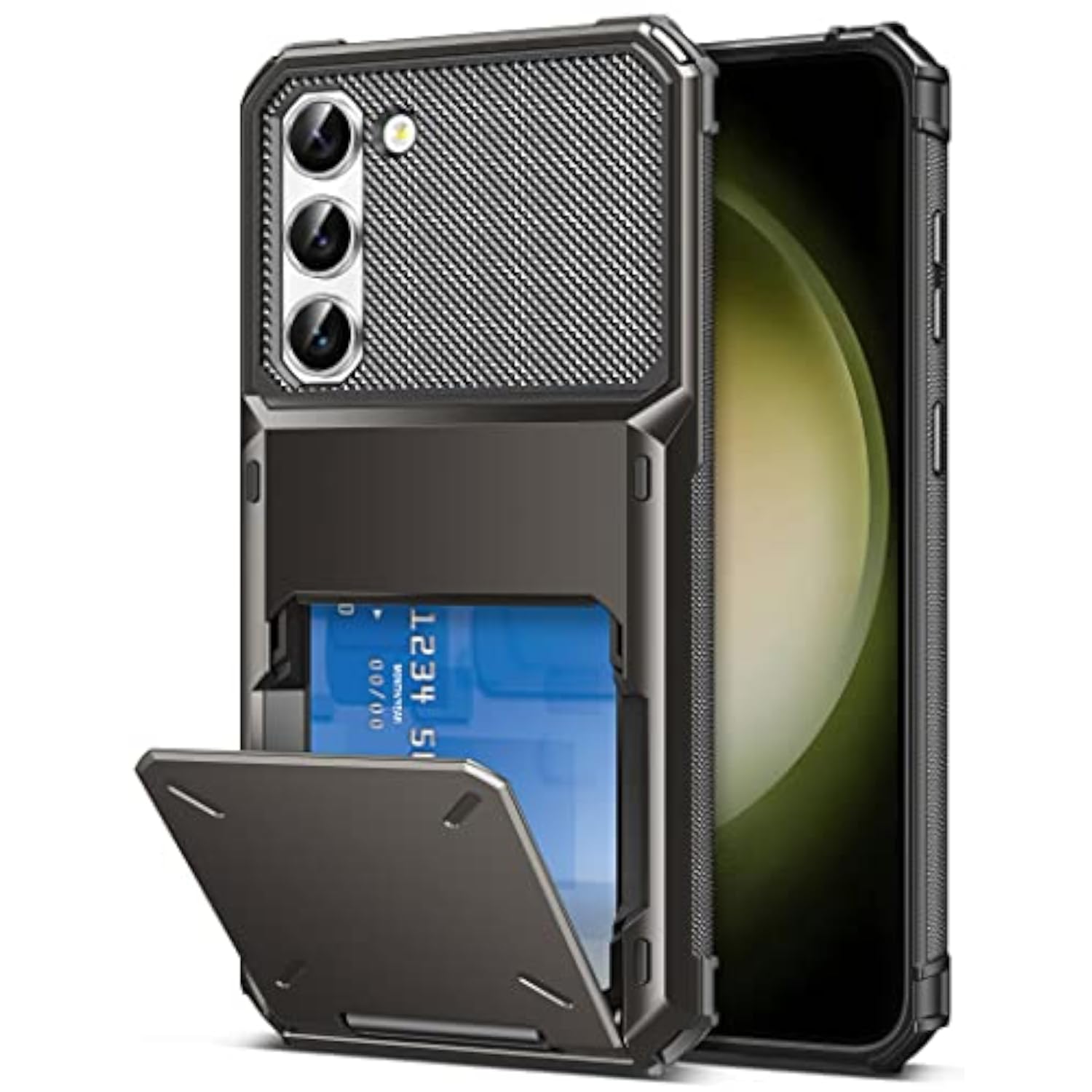 Samsung S23 Case Wallet with 5 Credit Card Holder, 6.1 in Gunmetal