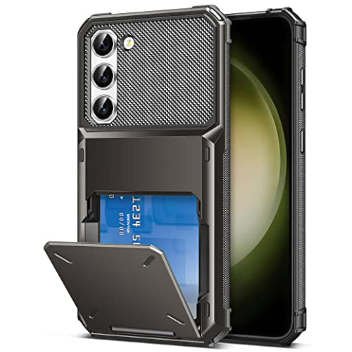 Samsung S23 Case Wallet with 5 Credit Card Holder, 6.1 in Gunmetal