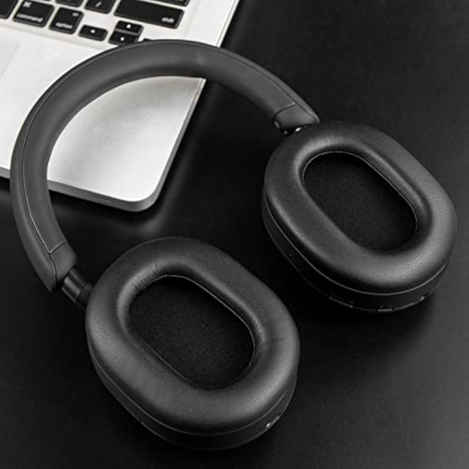 Protein Leather Replacement Earpads For Sony Wh-1000Xm5 (Wh1000Xm5) Noise Canceling Headphones, Ear Pads Cushions With Noise Isolation Memory Foam, Added Thickness - Black