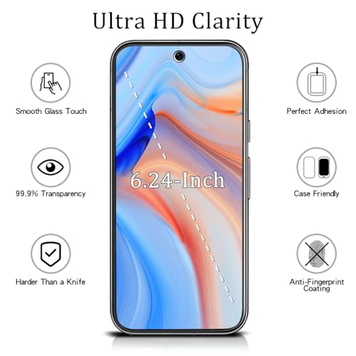 [2+2 Pack Google Pixel 9 Screen Protector Tempered Glass, Screen Protector with Camera Lens Protector for Google Pixel 9, No Bubbles, Anti Scratch,